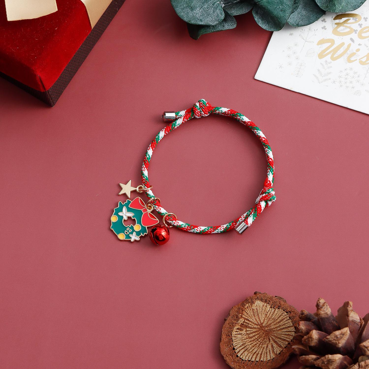 

Christmas element bracelet star bell tag geometric creative simple woven rope jewelry