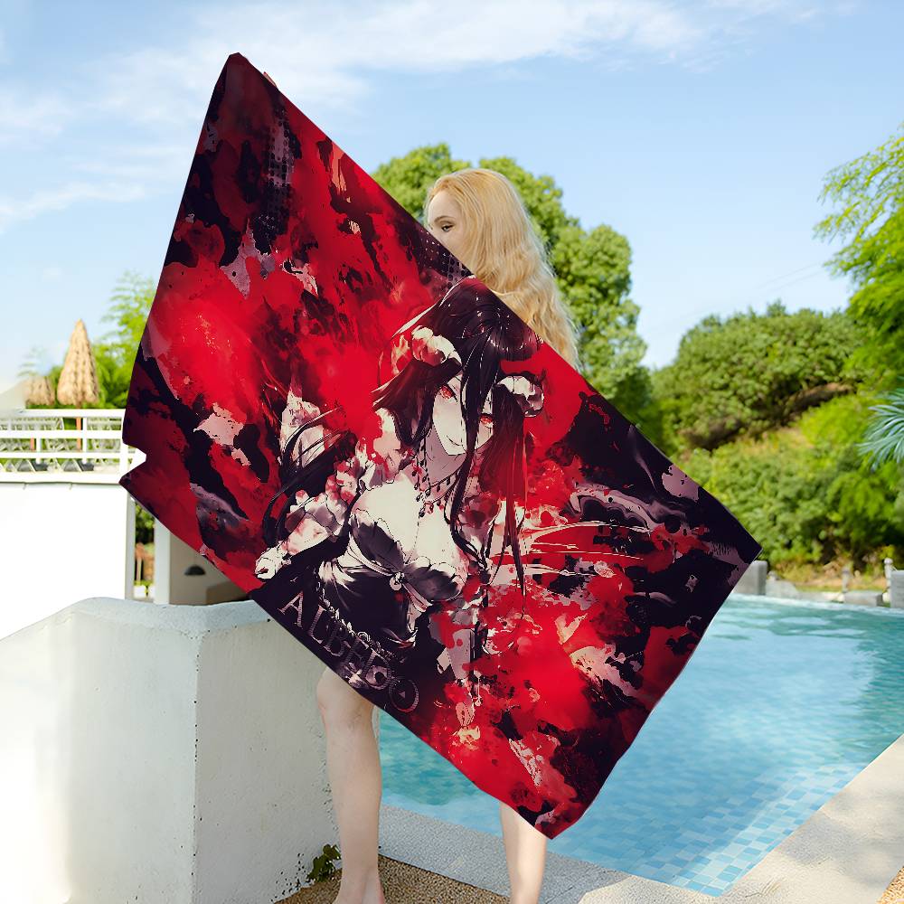 Gamer Albedo Anime Sexy Girls Microfiber Printed Beach Towel Mountain Climbing Yoga Beach Swimming Running Absorbent Soft Towel