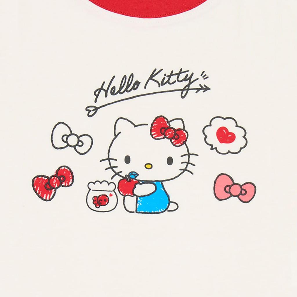 Sanrio Short Sleeve Hello Kitty 606481 Kids' T-Shirt, White, 90cm, Body 60% Cotton, 40% Polyester, Rib 95% Cotton, 5% Polyurethane,