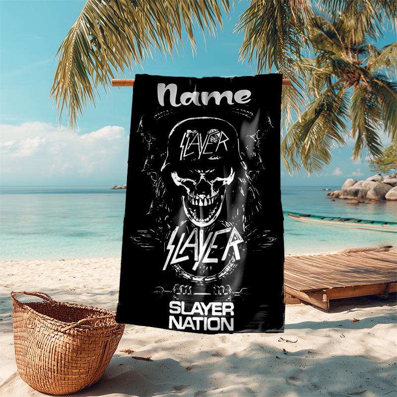 Personalized customized proof beach towel with Slayer band pattern - soft, absorbent,quick-drying,perfect swimming,camping&bathing