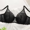 French Sexy Big Breasts Small Anti-sagging Large Size Underwear Thin Satin Splicing Lace Bra