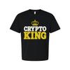 Crypto King Graphic Unisex T Shirt With Crown Emblem And Bold Yellow Lettering F