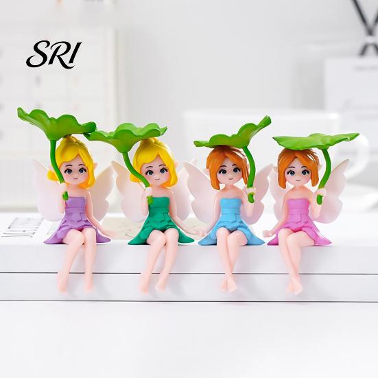 Fairy Garden Decor Miniature Figurines Little Girls Ornaments with Lotus Leaf for Small Decoration Flower Pot Moss Landscapes Home Desk Shelf Car