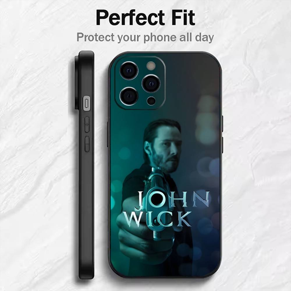 Movie Character John Wick Phone Case For iPhone17,16,15,14,13,12 Plus,Max Soft Silicone Black Cover
