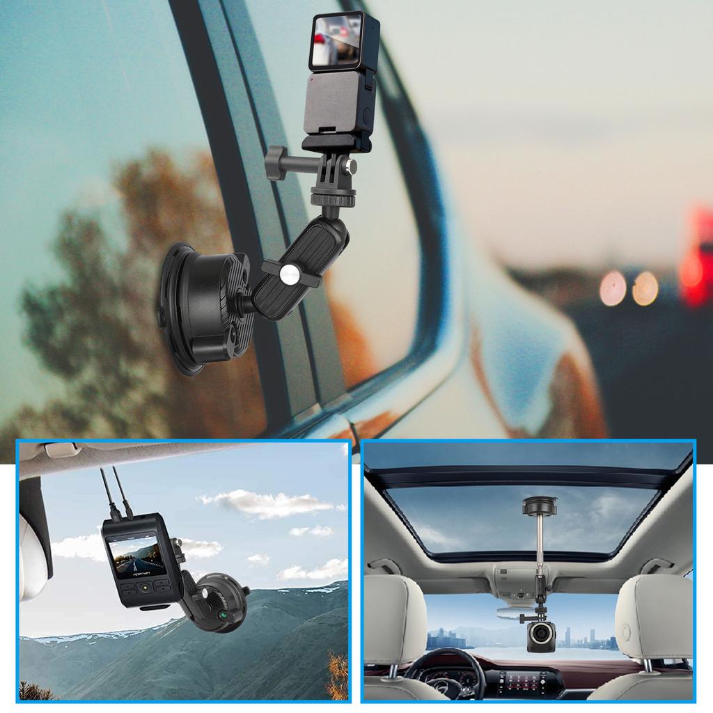 K01 Suporte de câmera de ação de rotação livre Suporte de câmera de carro com ventosa Suporte de câmera