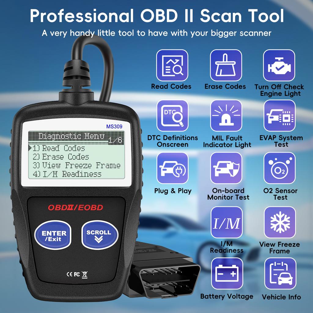 Autoskener OBD2 Čtečka kódů Skener závad motoru Diagnostický skenovací nástroj CAN pro všechna auta s protokolem OBD II od roku 1996
