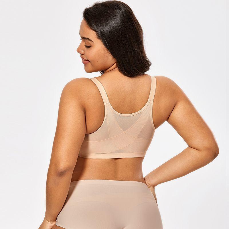 Sutien subțire cu cupă completă, cu nasturi frontali, fără armătură, căptușeală de bumbac, tip vestă, sutien mare confortabil