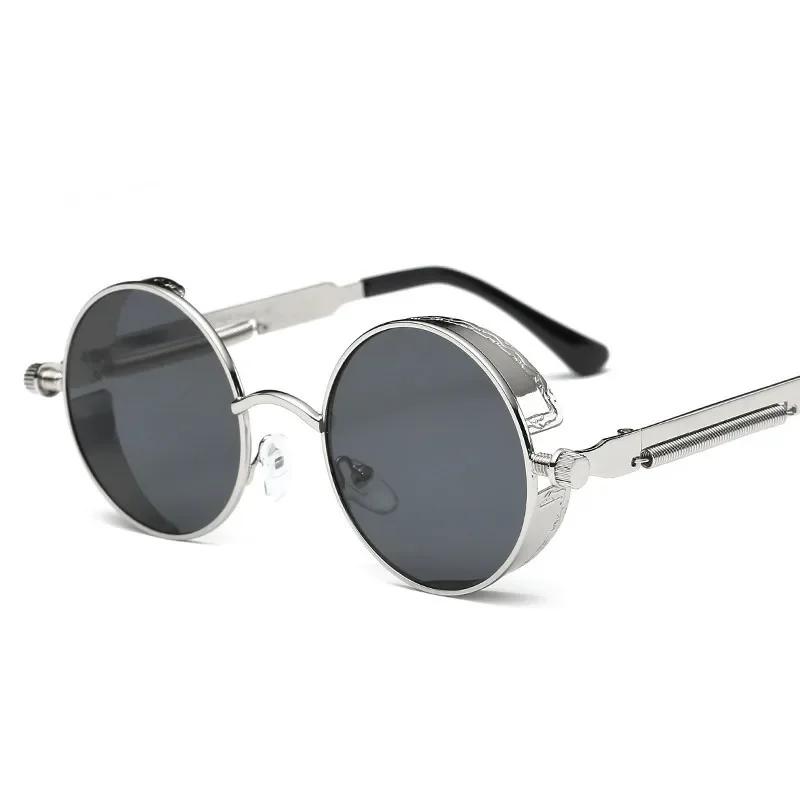 Vintage Small Frame Circle Sunglasses Women's Brand Designer Metal Sun Glasses Men's Outdoor Hip-hop Eyewear UV400