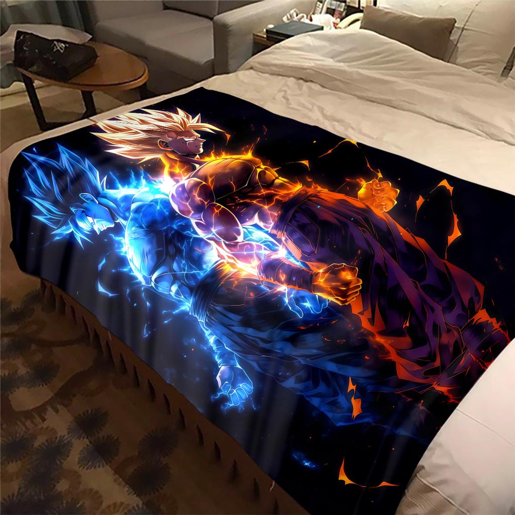 1 Stück Son Goku Druck Flanelldecke, Hohe Qualität für alle Jahreszeiten, Heimdekoration, Wärme und Komfort, Perfekt für Weihnachtsgeschenke