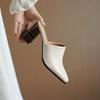 Krazing Pot Mules Cow Skin Basic Clothing Spring Summer Size 43 Size 42 Sandals Women Thick Heels Women Square Toe Slip On Pumps