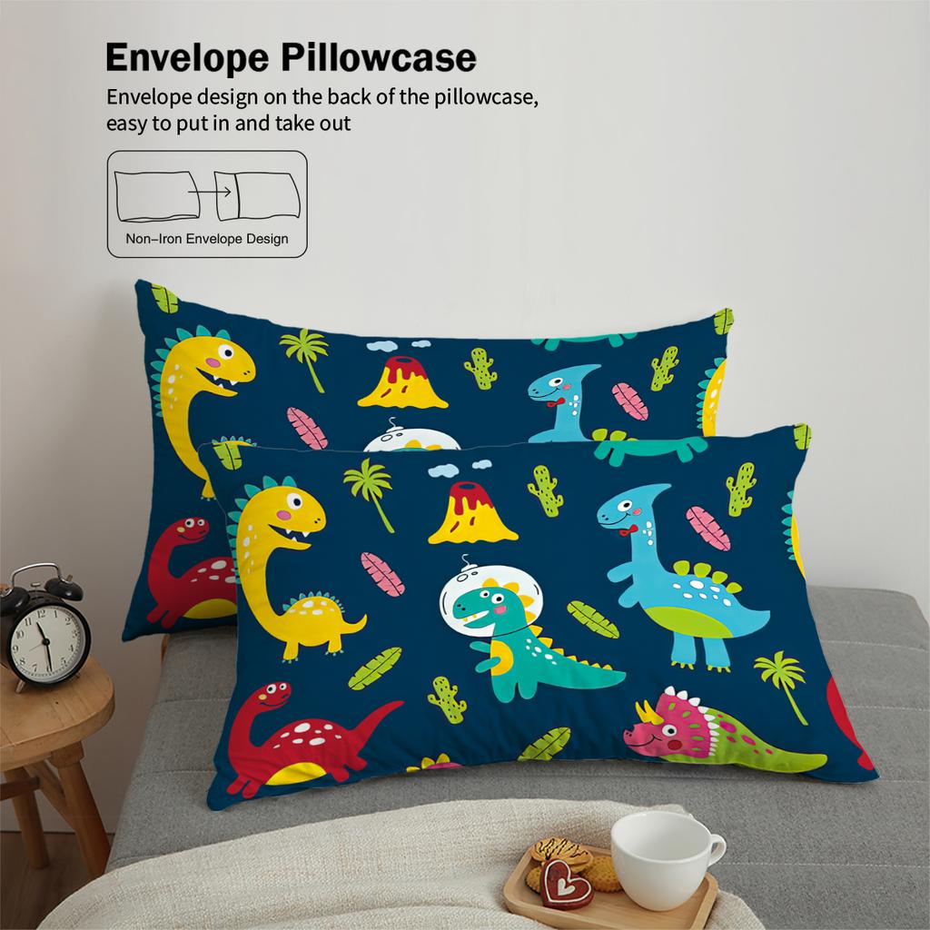 3pcs Cartoon Dinosaur Pattern Print Duvet Cover Set, Soft, Comfortable and Breathable Bedding Set, for Bedroom, Guestroom, Hotel