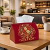 1pc Baroque Decorative Floral Tissue Box Multifunctional, Vase Ornament Golden Red Suitable for Home, Parties, And Car Decoration. This Decorative Tis