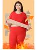 Women's Plus Size Fleece-Lined Lambswool Dralon Crew Neck Warm Underwear Set for Winter Cold Protection