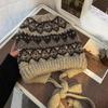 Maillard Dopamine Contrasting Wool Hat Retro Fair Island Style Knitted Hat Ear Protector Warm Bag Hat Winter