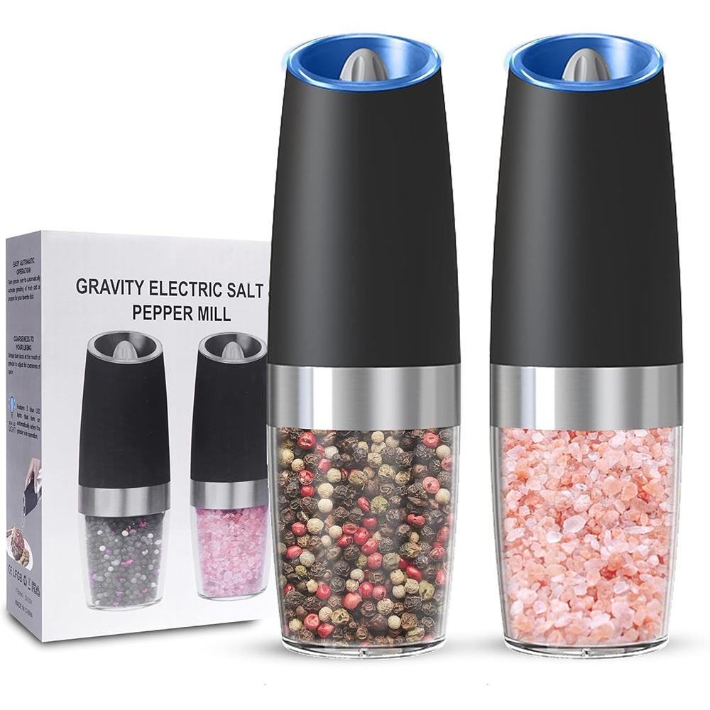 Gravity Electric Salt and Pepper Grinder Set Battery Powered Adjustable Coarseness Mill Grinders Shakers for Kitchen Tools