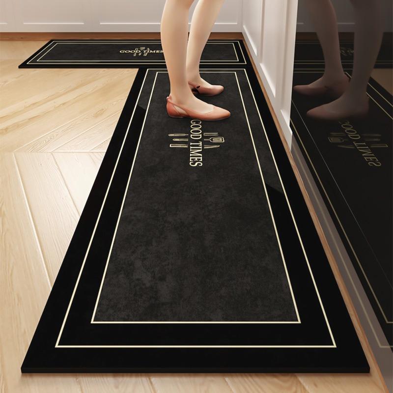 Küchenbodenmatte Rutschfest Ölbeständig Teppich PVC Leder Wasserdicht Fußmatten Langer Streifen Teppich Moderner Stil Heimdekoration Teppiche