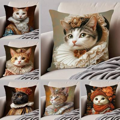 Cute Cat Printing Decorative Pillow Case Pattern Printed Pillowcase for Living Room Sofa Cushion Cover & Bedroom Decor
