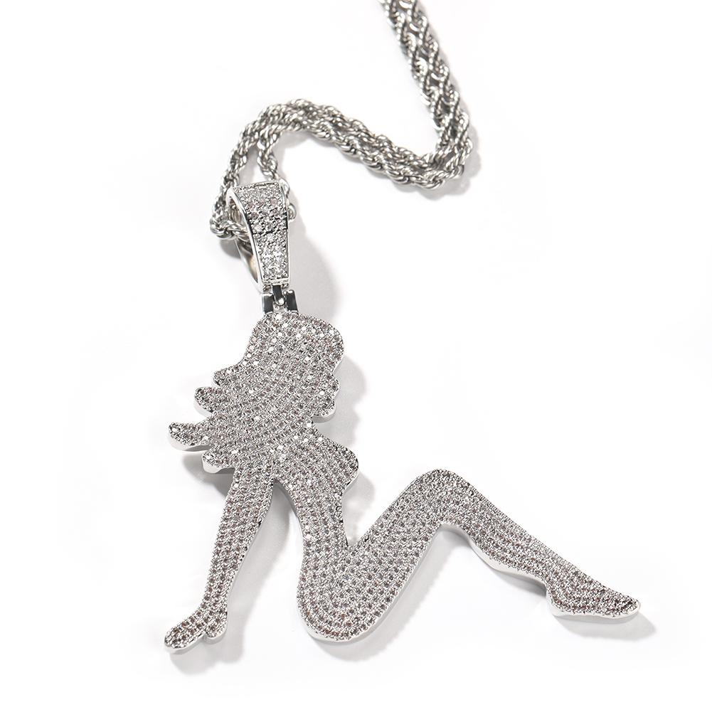 THE BLING KING Sexy Damen Anhänger Halskette Komplett mit Zirkonia besetzt Charme Tennis Halskette Mode Hiphop Schmuck Für Geschenk