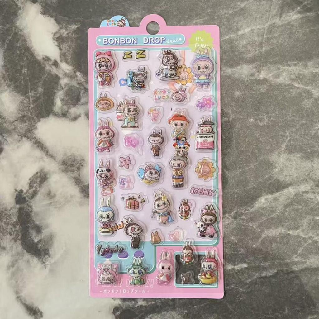 3D Stereo Labubu Tieraufkleber: Niedliche geprägte Designs für Kinderbelohnung oder Dekoration