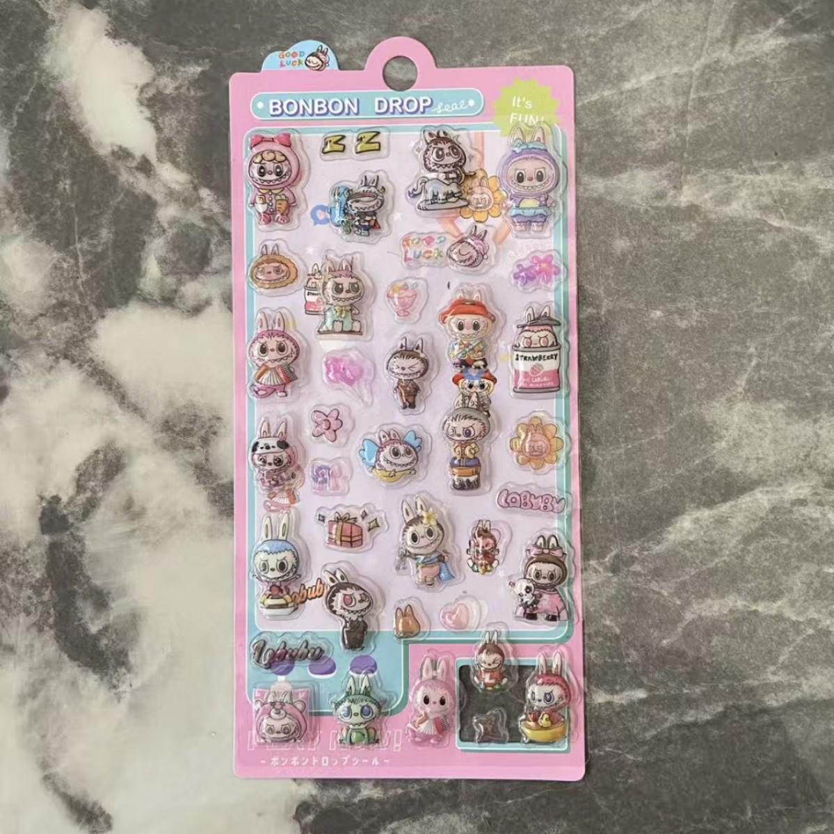 3D Стерео Наклейки Лабубу Животные: Милые тисненые дизайны для детских наград или украшений