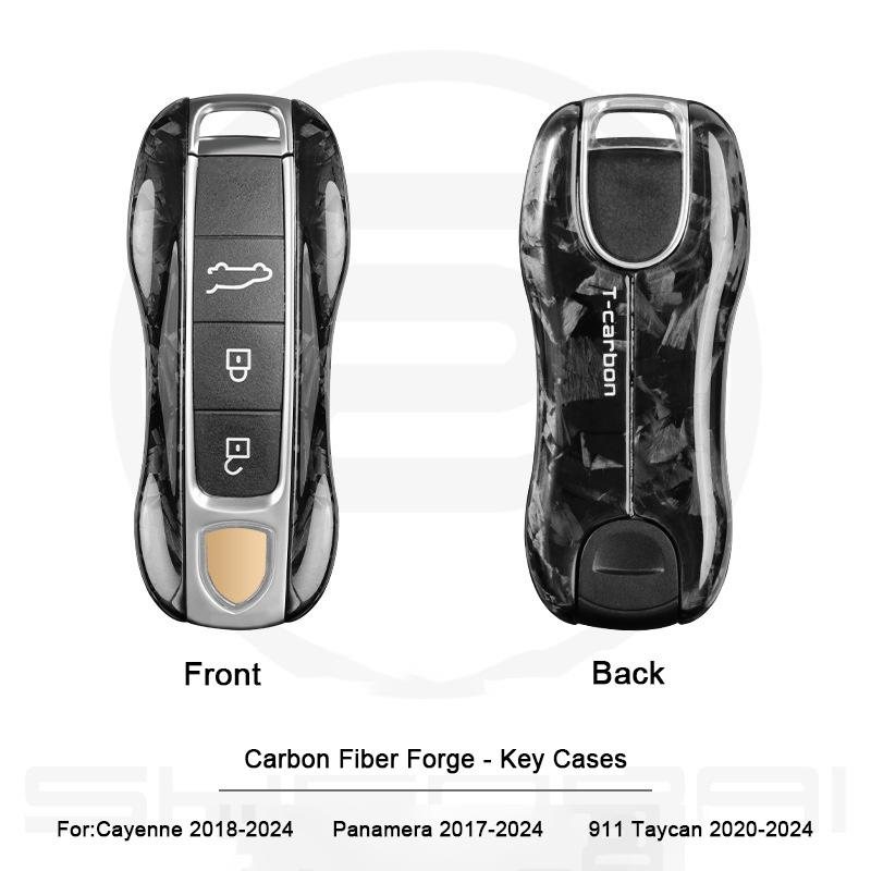 

For Porsche Macan Cayenne Panamera 911 718 Cayman Boxster Taycan 2010-2018 2024 Real Carbon Fiber Key Housing Cover Shell Case