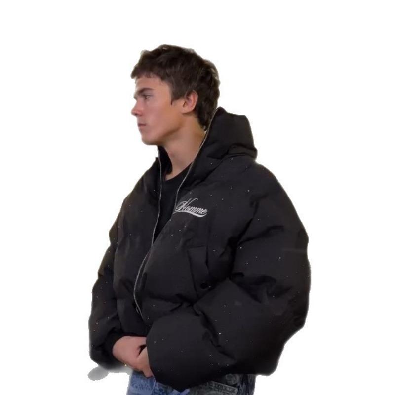 DRIPX Harajuku Winter Herren Steppjacke Dicke Warme Jacke Amerikanischer Retro-Stil Reißverschluss Oberbekleidung Lässige Streetwear Modetrend Neu