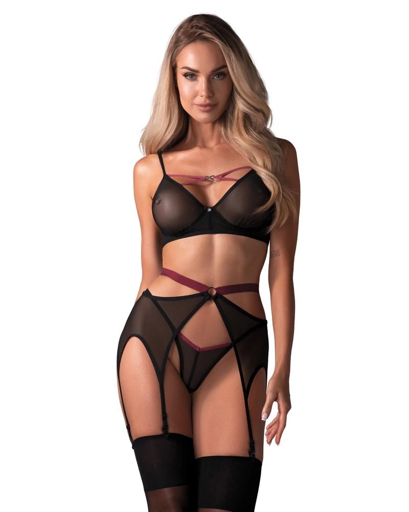 Obsessive - Sexy Semi-Sheer 3-Piece Novenes Set M/L