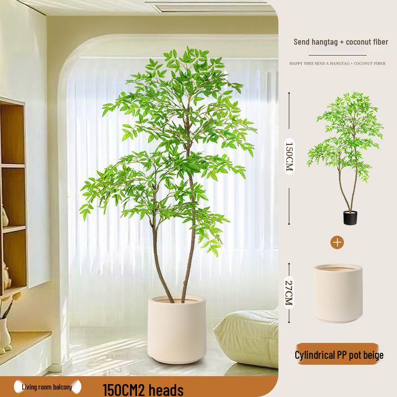 High-End Nandina Domestica Floor-Standing Faux Green Plant for Indoor Decoration