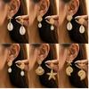Bohemia Fashion Gold Color Spiral Conch Starfish Freshwater Pearl Dangle Earrings for Women Summer Beach Vacation Jewelry Gifts