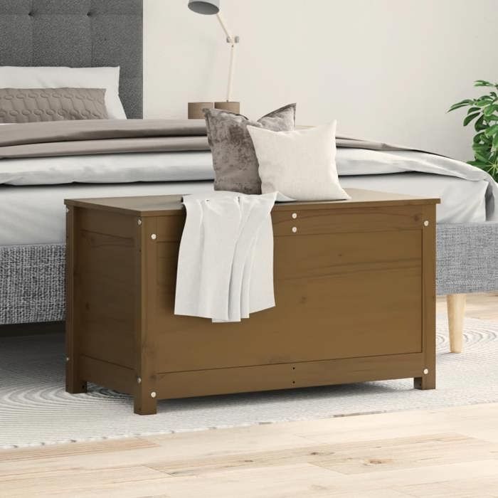 823537 vidaXL Boîte de rangement Marron miel 80x40x45,5 cm Bois massif de pin