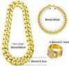 Hip-hop Exaggerated Punk Alloy US Gold Chain Necklace Glasses Ring Bracelet Set