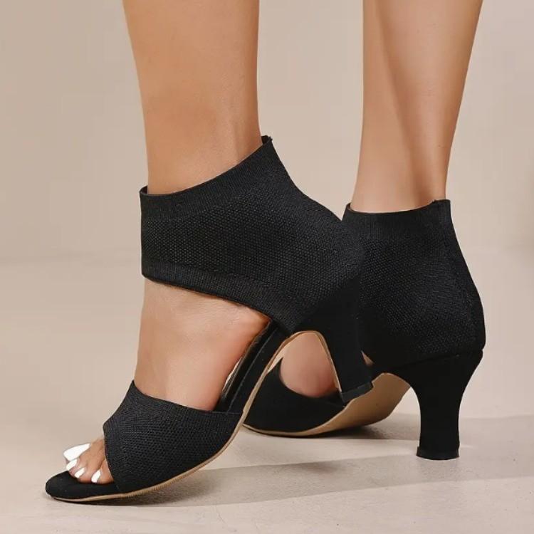 Modne Letnie Damskie Designerskie Dzianinowe Sandały na Wysokim Obcasie Wsuwane Sandały na Cienkim Obcasie Seksowne Zakryte Obcasy Buty na Imprezę Kobiety Zapatos De Mujer