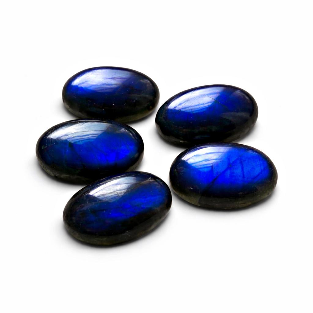 Deep Blue Labradorite Cabochon Oval Flat Back Gemstone, Flashy Blue Labradorite Loose Stone for Jewelry Making