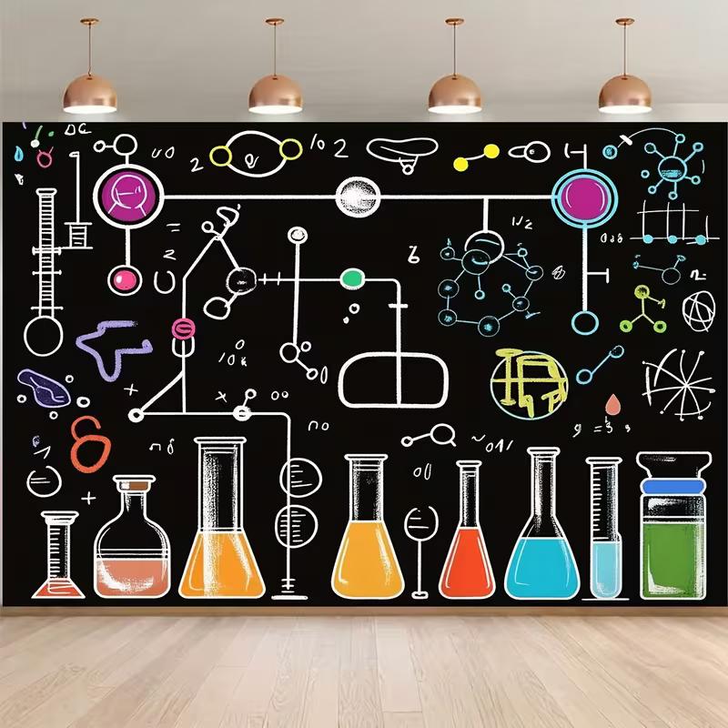2D Chemistry Lab Backdrop Science Themed Birthday Photography Background