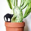 2Pcs/Set Flowerpot Cat Sign Planter Insert Cat Sign with Stake Black Cat Silhouette Garden Decoration for Outdoor Indoor Potted Plant Patio Balcony