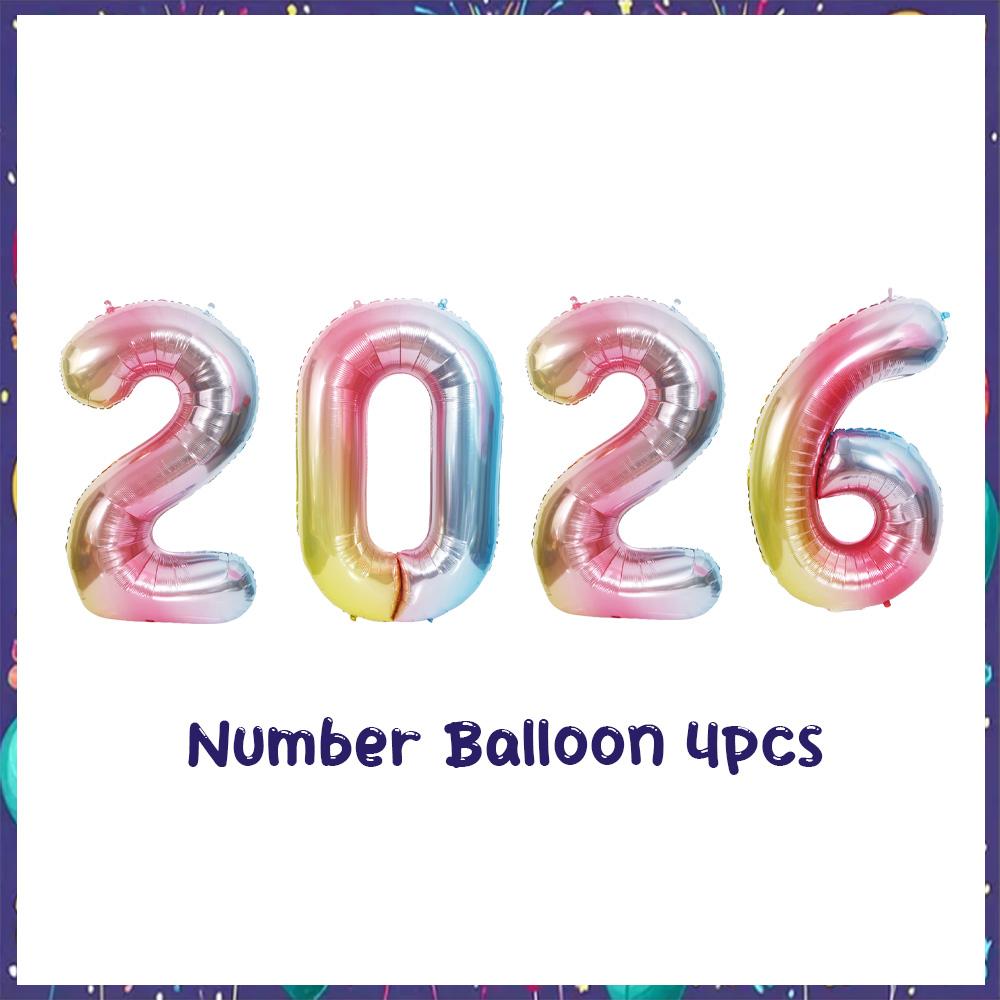 32inch 2026 Foil Balloons Color New Year Party Decorations Anniversary Supplies 12 Inch Glitter Latex Balloons Photo Booth Props
