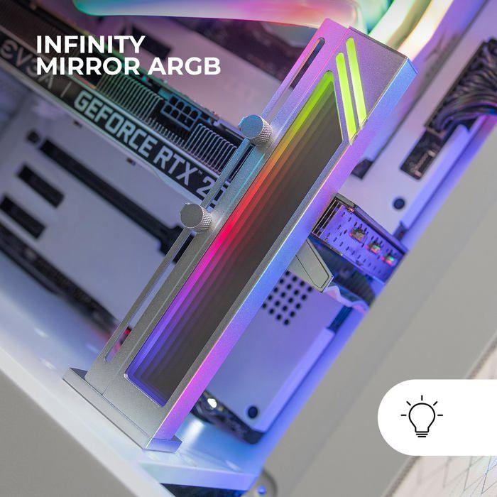 Marsgaming mars gaming mca-gcb, support de carte graphique, argb infinity mirror illumination, argb sync gpu holder, base