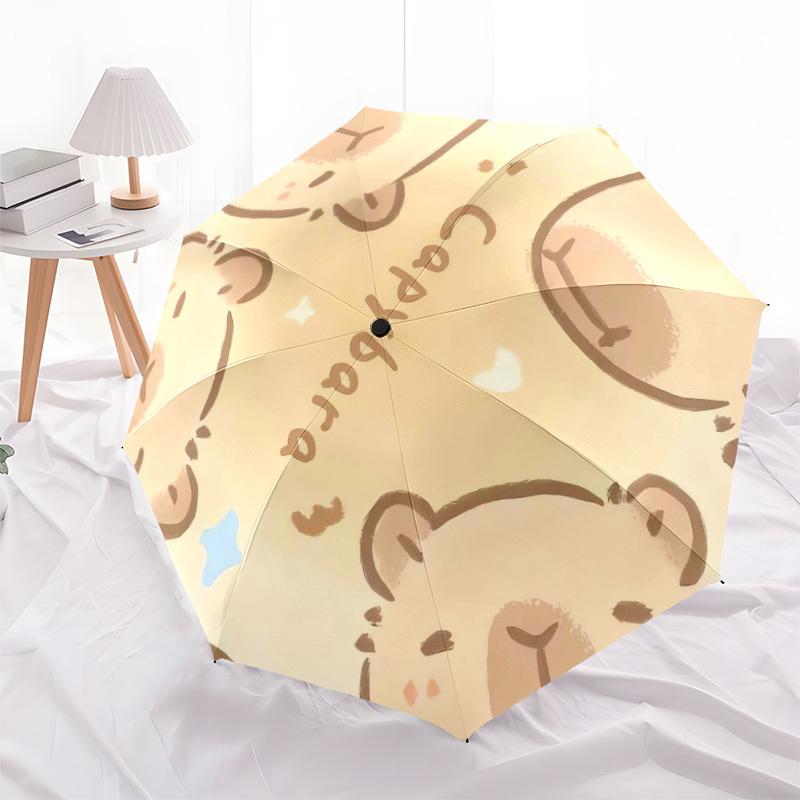 1pc Capybara Pattern Illustration Umbrella with Plastic Handle,Suitable for All Seasons Home Travel Outdoor UmbrellaDD188