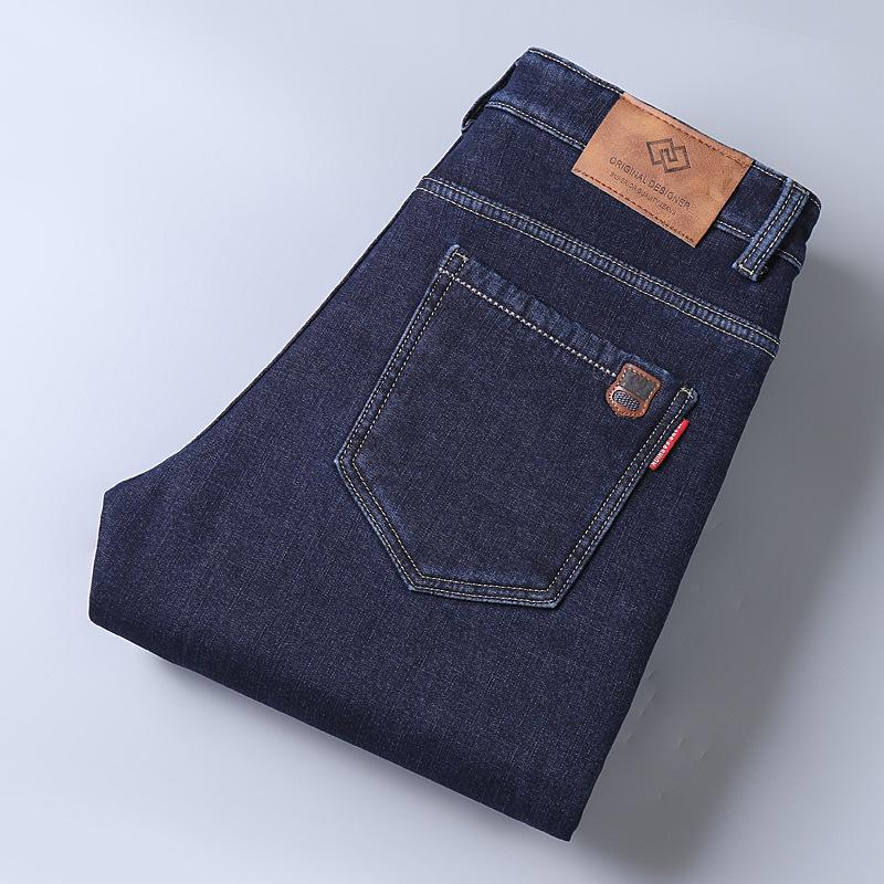 Jeans de lã de cordeiro de inverno com forro de fleece, retos, largos, para negócios, em bolo de cordeiro, térmicos, calças casuais
