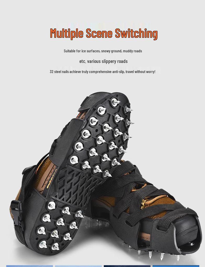 Professional Anti-slip Crampons with Spikes for Hiking, Ice Climbing, Fishing, and Snow - Outdoor Ice Grips Shoe Covers.