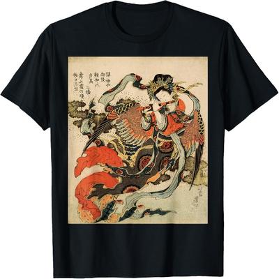 Japanese Retro Vintage Artwork Tengu Goddess Playing Flute T-Shirt