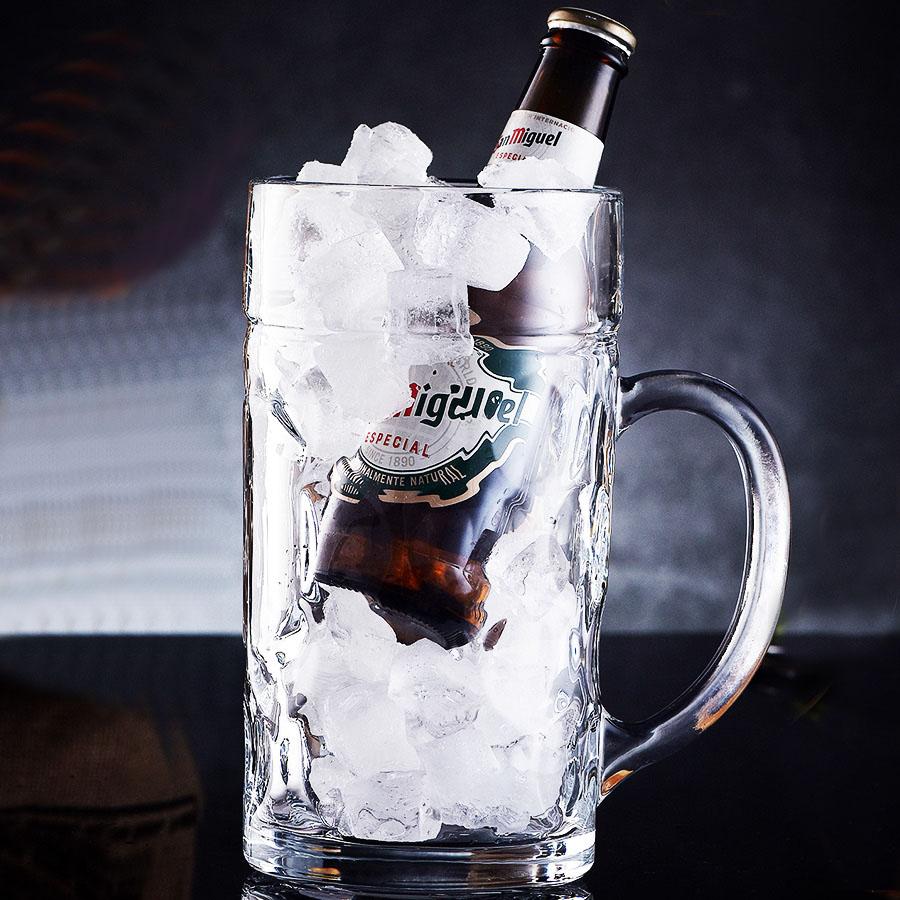 1000ml Transparenter Bleifreier Glas Bierkrug Craft Beer Krug Große Kapazität Glasbecher Heldenbecher 1 Liter Bierkrug