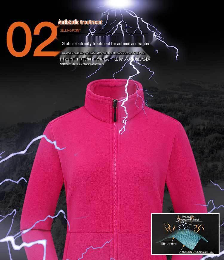 Outdoor Fleece Jacket for Men & Women - Thick Warm Polar Fleece Cardigan with Optional Logo for Autumn/Winter.