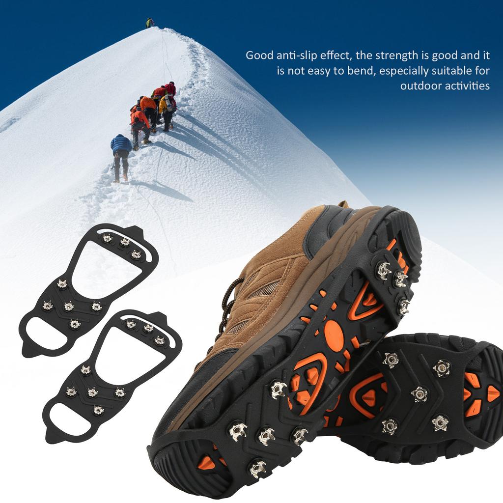 1 par de 8 dentes para caminhada na neve ao ar livre, grampos de unha, antiderrapantes, sapatos de gelo, pontas, capas(M )