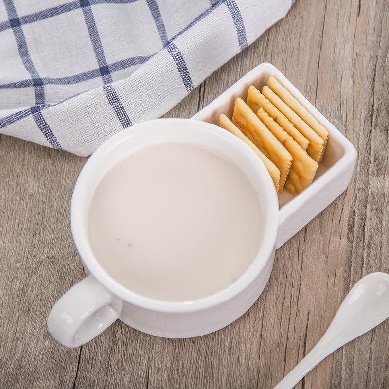 ceramic dipping mug soup bowl with biscuit cookie pocket holder compartment 301-400ml белый