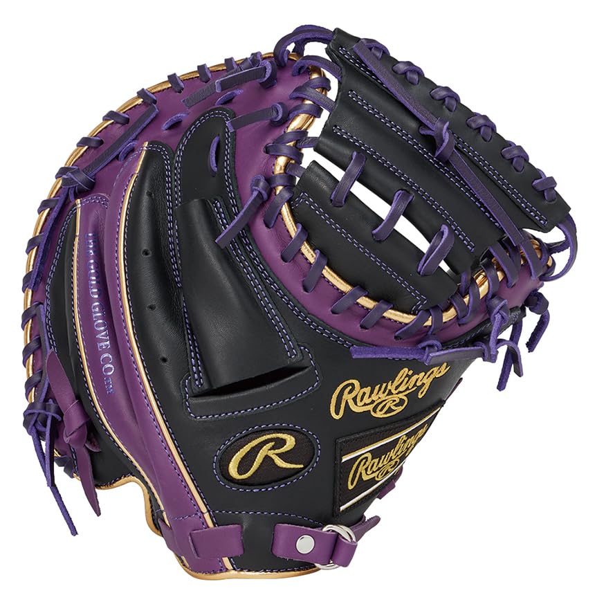 Rawlings Baseball Hyper Tech Color Throw Glove, Junior/Jr., Kids' Sync, Catcher's, Black/Purple, 31.5 inches, Left-Handed