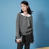 LEDIN Polka Dot Ruffle Collar Faux Layered Cardigan