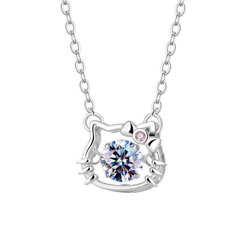 Smart Necklace Female Niche Design 1 Carat Imitation Moissanite Pendant Collarbone Chain