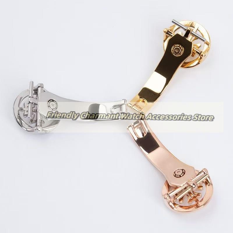 Neue Silber Gold 316L Edelstahl Faltschließe mit Dornschließe 16mm 18mm Schraubverschluss Passend für Patek Philippe Uhrenarmband