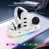 VR Charging Dock VR Headset Controller Charger RGB Lighting Mode Display Stand 2*1800mAh Battery for Meta Quest 3 VR Accessories